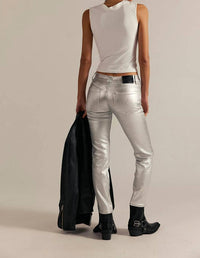 Free People - Oracle Metallic Low Rise Slim Straight Jeans