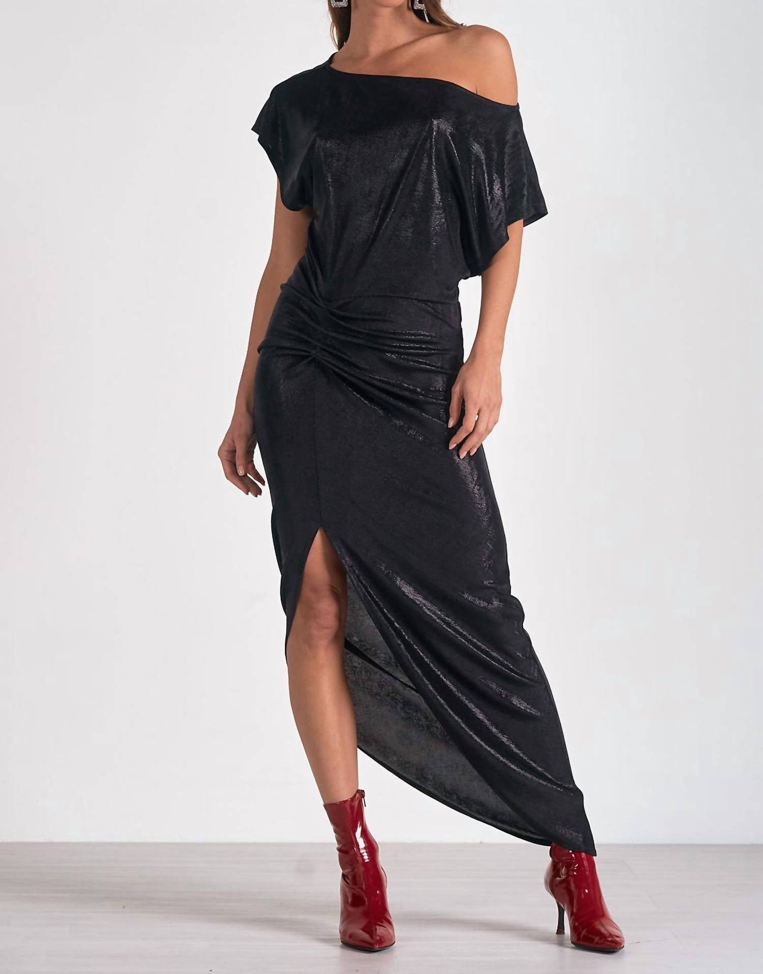 Elan - Metallic Cap Sleeve Dress