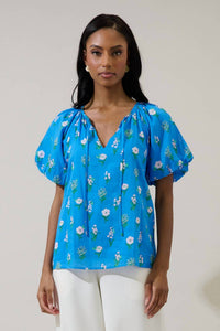 Sugarlips - Jazleen Floral Overseas Balloon Sleeve Top