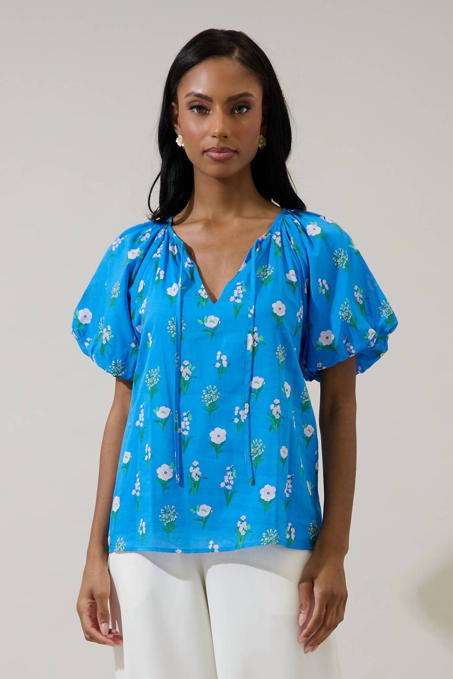 Sugarlips - Jazleen Floral Overseas Balloon Sleeve Top