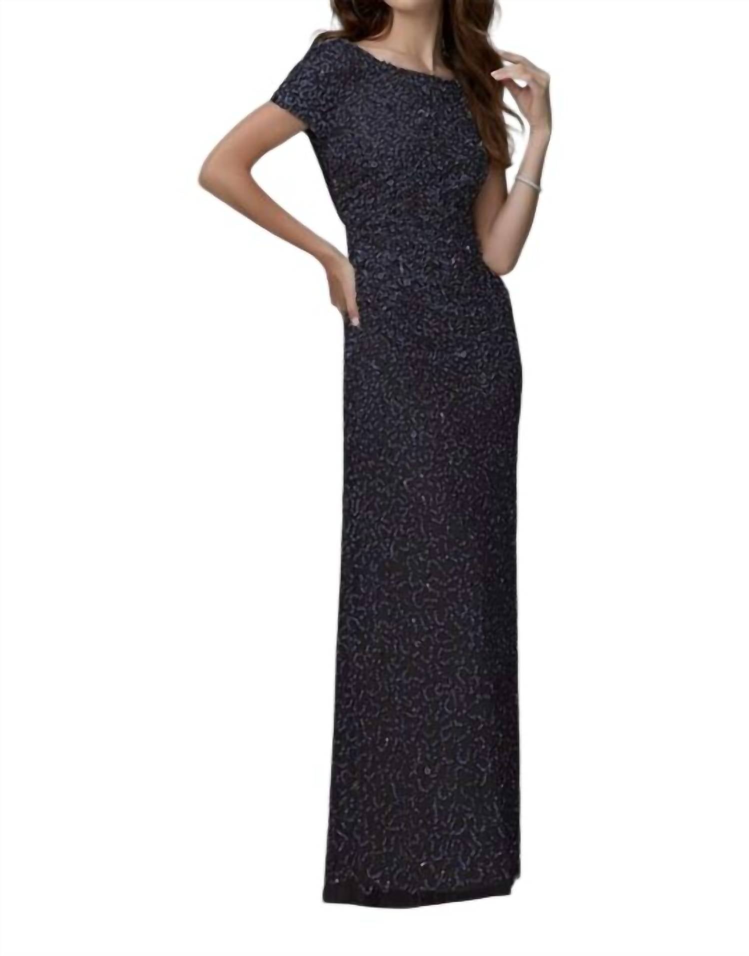 Adrianna Papell Cowl Back Dress in navy - women's dress