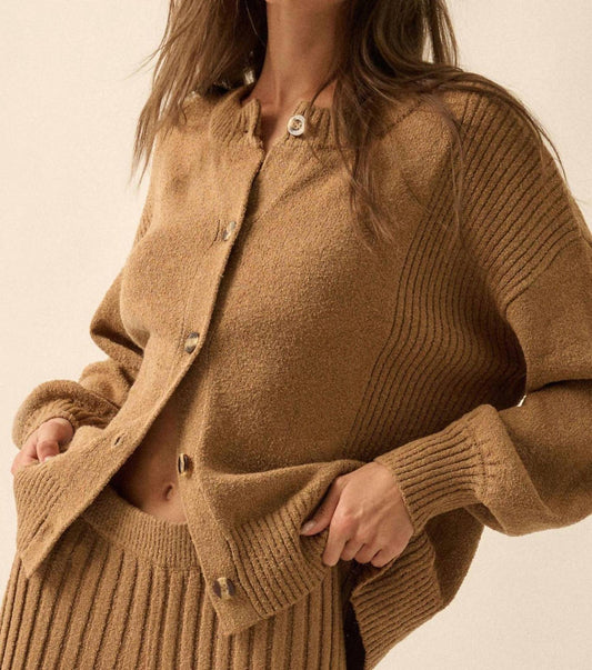 Promesa - Textured Knit Buttoned Cardigan