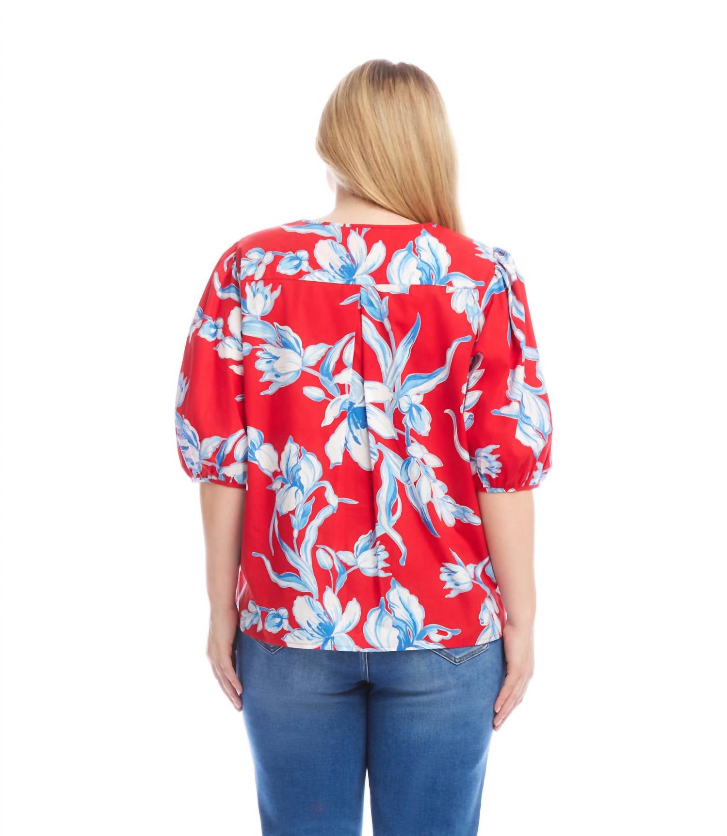 Karen Kane - Puff Sleeve Button-front Shirt - Plus