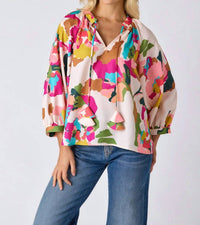 Crosby by Mollie Burch Marin Top in botanic blush - women's blouse - detail view