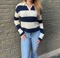 Skies Are Blue - Collared Stripe Sweater