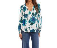 Karen Kane Blouson Sleeve Ruffle Tie-Neck Peasant Top in floral print - women's blouse
