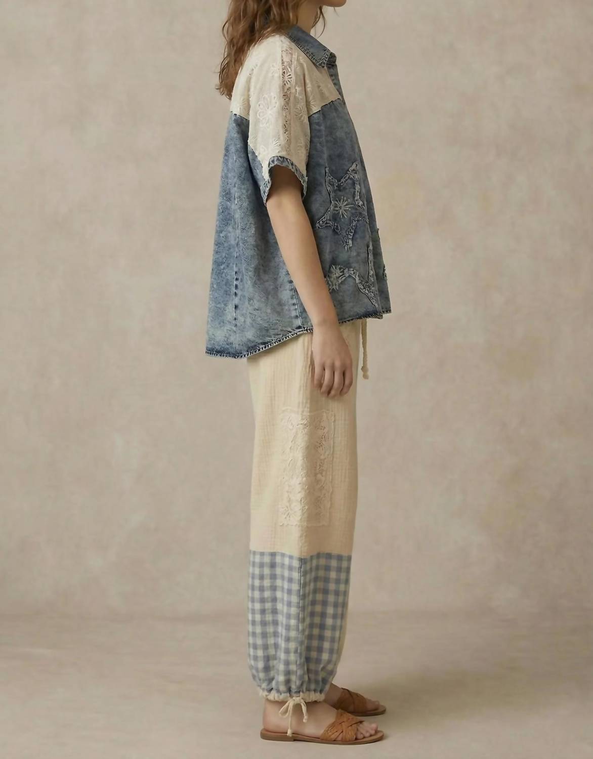 Mello - Mixed Media Denim Star Shirt