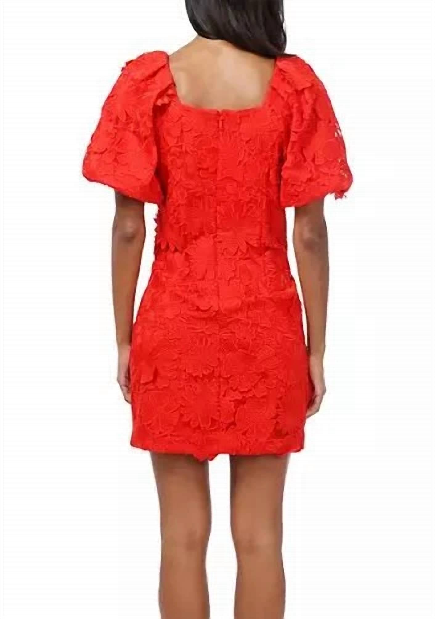 Adelyn Rae - Puff Sleeve 3d Mini Dress
