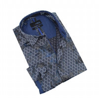 Eight X - Snake Print Foil Jacquard Button Down Shirt With Trim