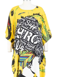 NF Women's Mavis Kaftan Dress in yellow - women's dress - detail view