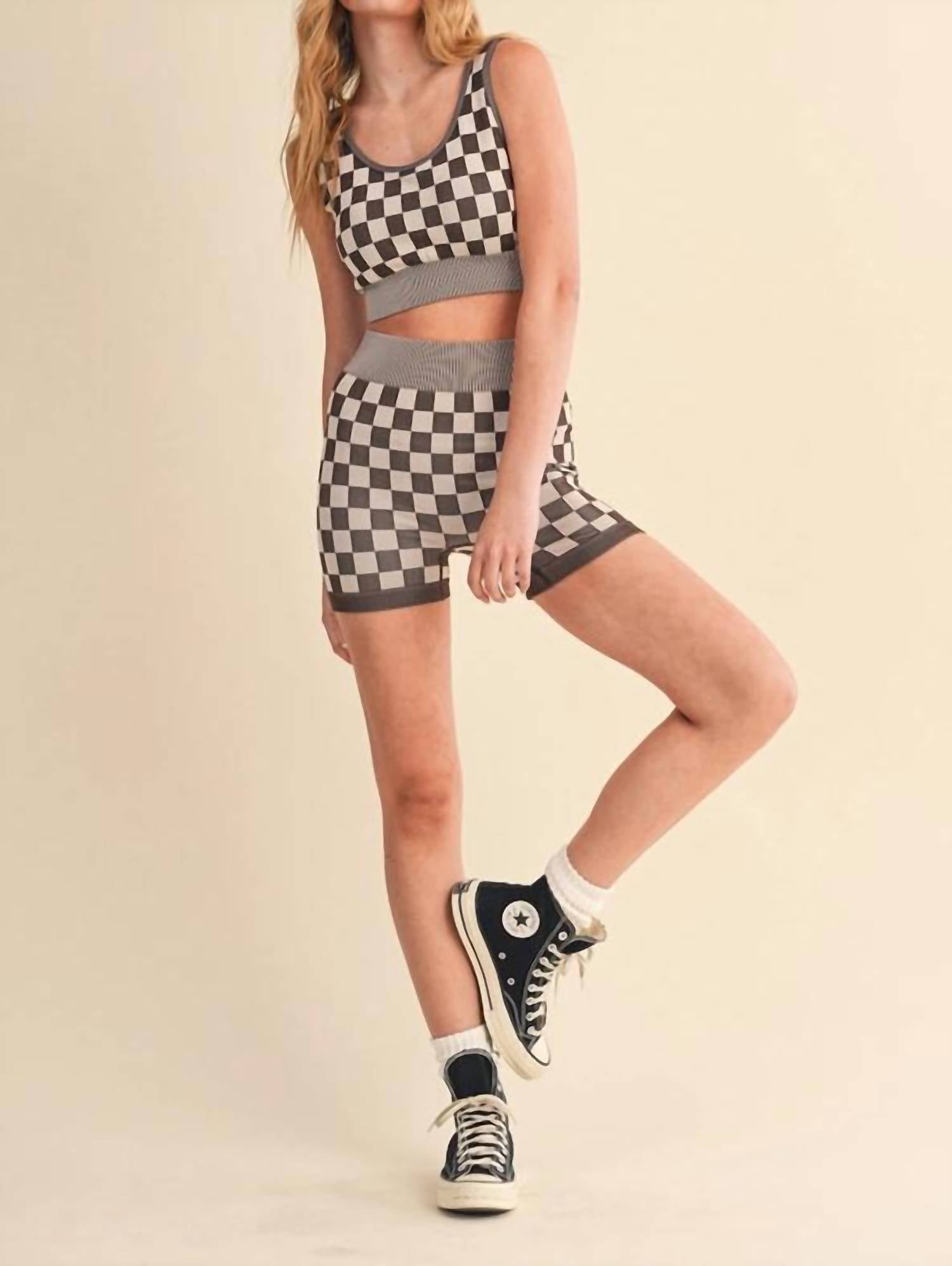 Kimberly C - Checkmate Crop Two Piece Set