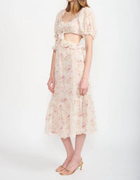 En Saison - Kika Floral Cut Out Midi Dress