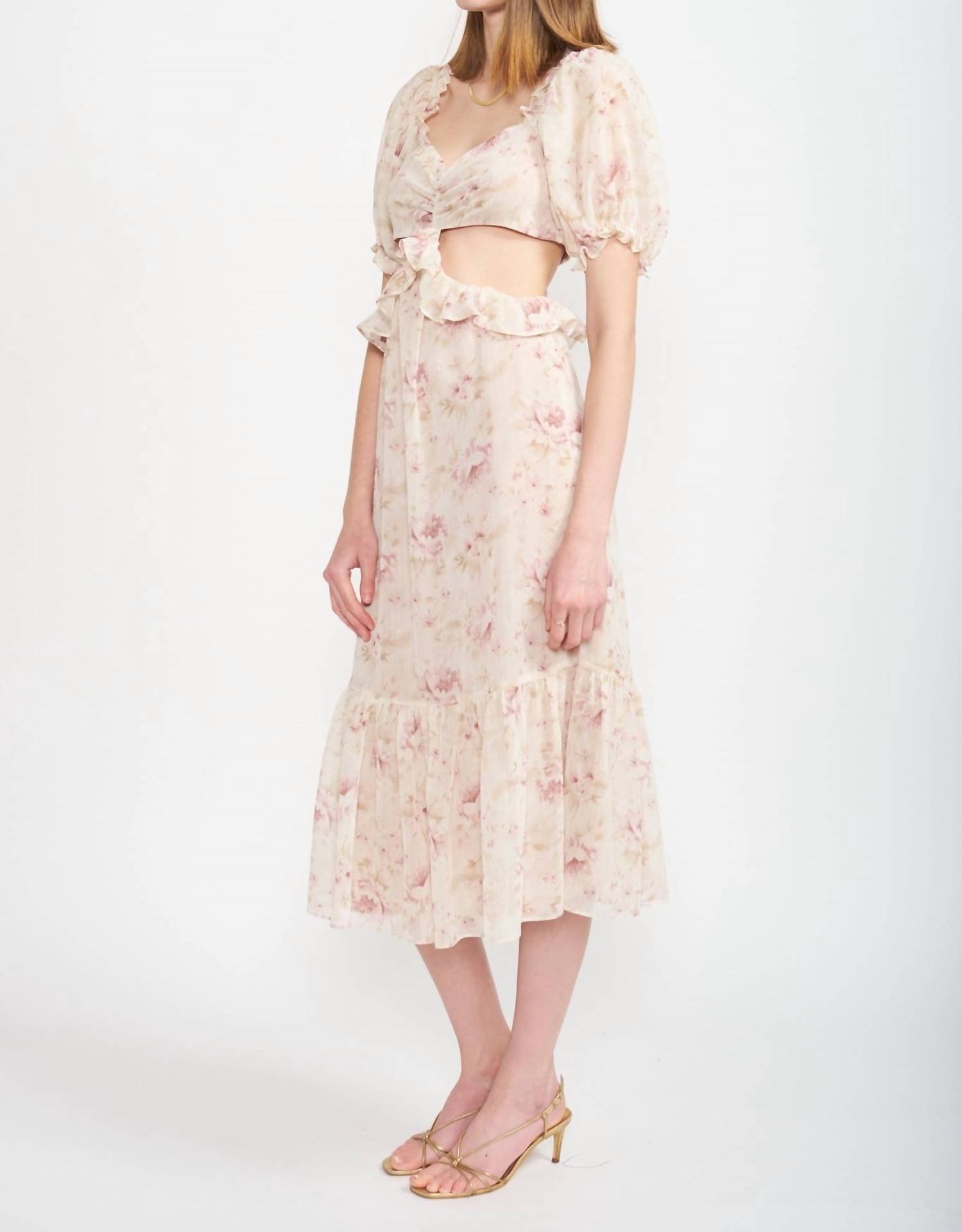 En Saison - Kika Floral Cut Out Midi Dress