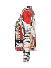 DOLCEZZA Women's Knit Jacket in red black white 1 - women's jacket - alternate view