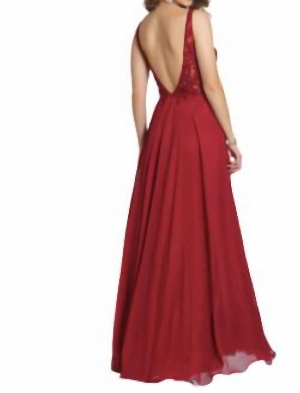 Embroidered v-neck gown