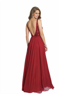 Embroidered v-neck gown