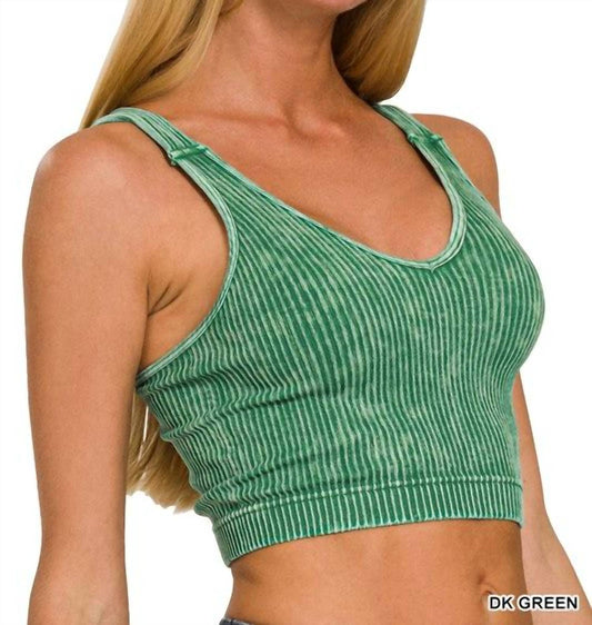 Zenana - Ribbed Cropped V-Neck Tank Top