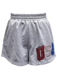 QUEEN OF SPARKLES Beaded Usa Short in grey - women's shorts - view 6