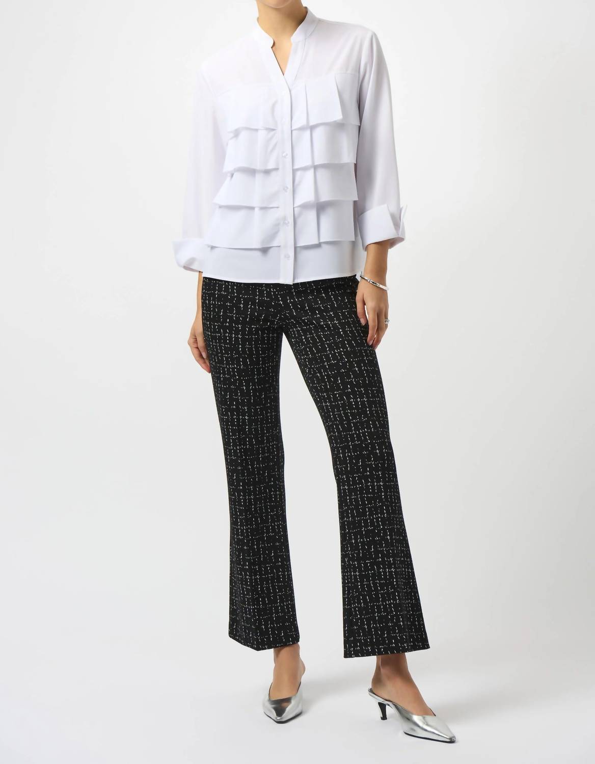 Joseph Ribkoff - Tiered Ruffles Button Front Blouse