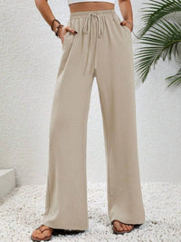 Trendsi - Casual Drawstring Wide Leg Pants