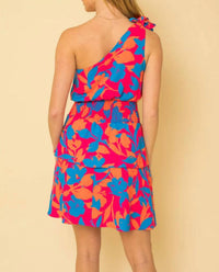 Gilli - Sleeveless One Shoulder Smocked Floral Dress