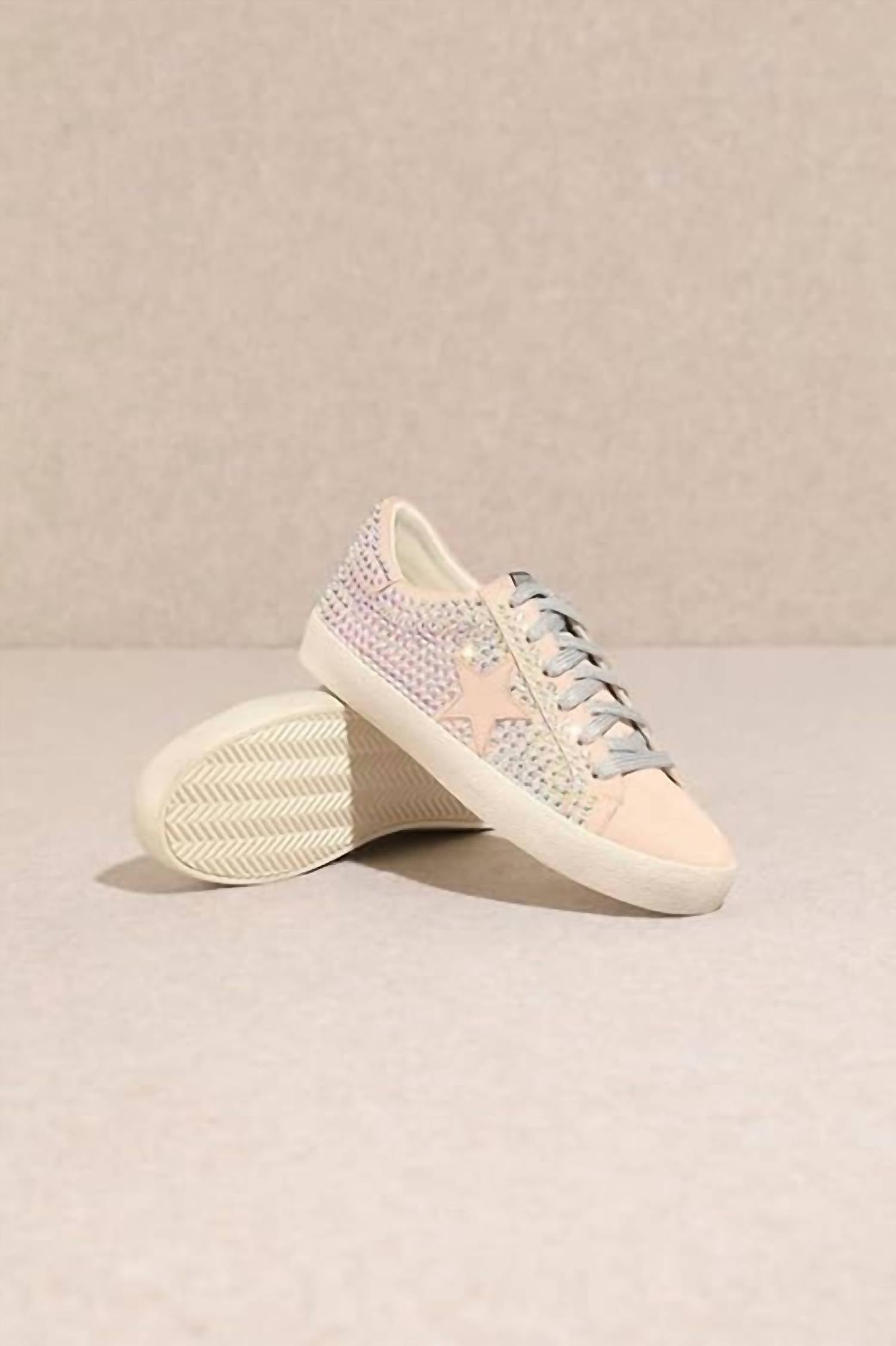 Miim - Women's Joann Rubber Sole Lace-up Rhinestone Suede Star Sneakers