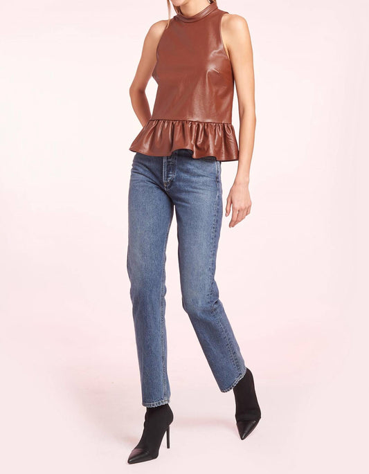 Anders Faux Leather Peplum Waist Top