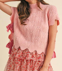 AnnieWear Side Tie Detailed Sweater Vest in pink - women's jacket