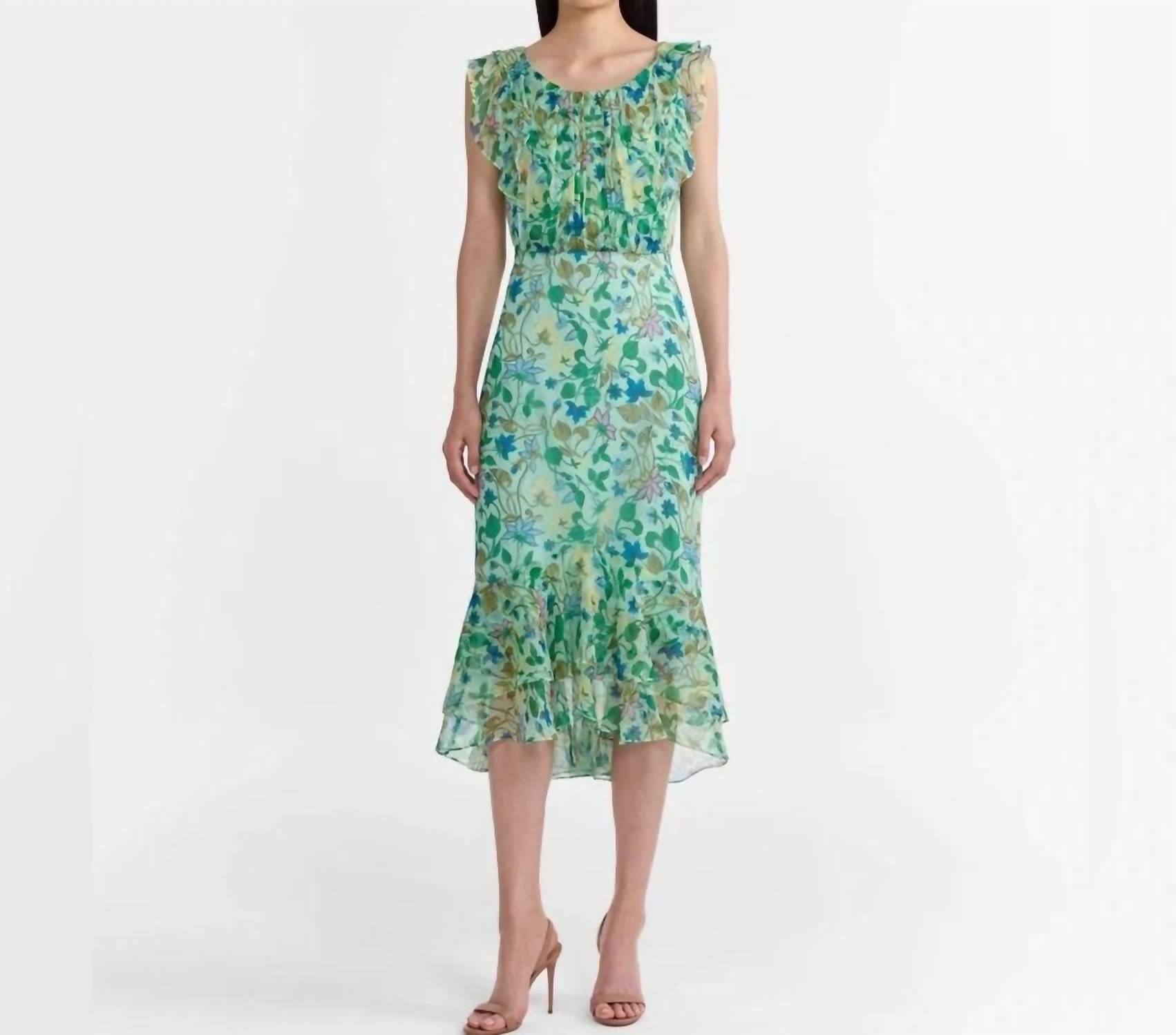 Saloni - Aisha Ruffle Midi Dress