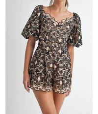 Endless Blu. - Crochet Short Sleeve Romper