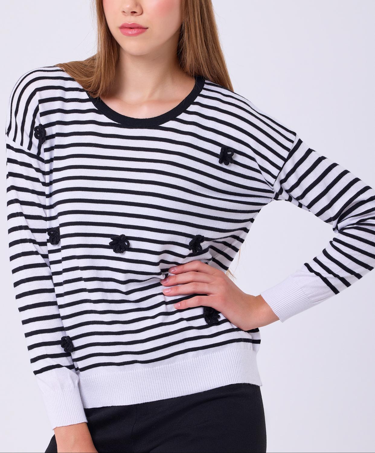 French Kyss - Stripe Handmade Flower Top