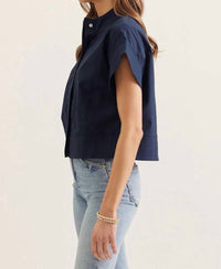 Entro - Short Sleeve Stand Collar Top