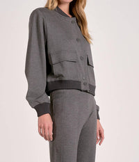 ELAN Lightweight Bomber Jacket in heather grey - women's jacket - alternate view
