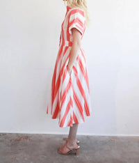 Never A Wallflower - Drop Shoulder Half-sleeve Button Dress