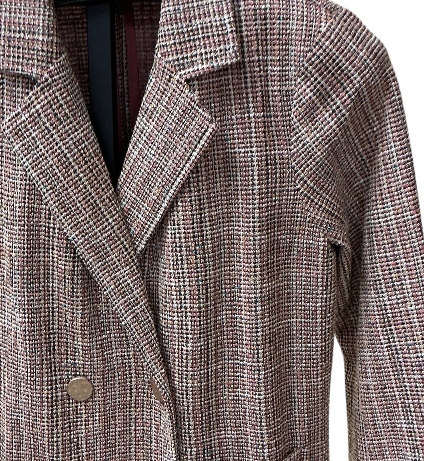 Hem & Thread Jacquard Tweed Blazer in pink - women's jacket - alternate view
