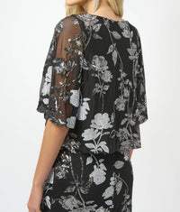 Joseph Ribkoff - Sequined Floral Mesh Top