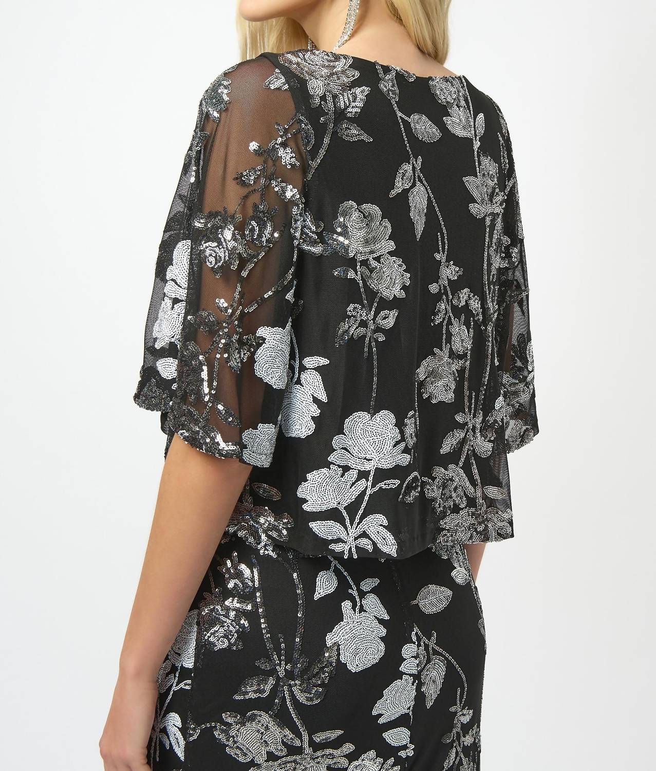 Joseph Ribkoff - Sequined Floral Mesh Top
