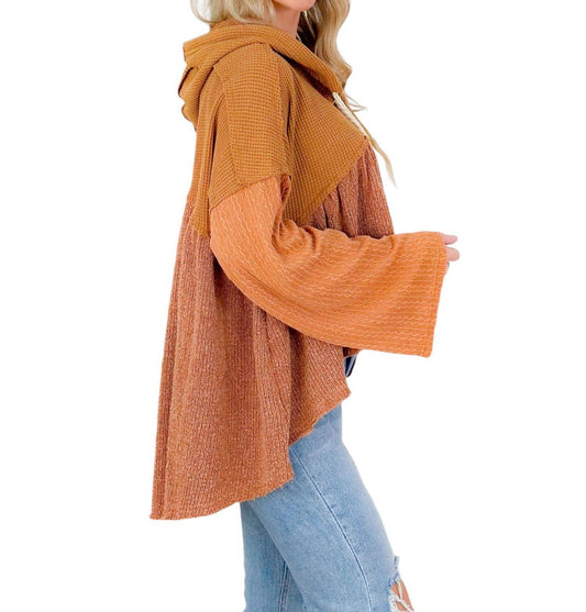 Pol - HI LO KNIT HOODIE TOP