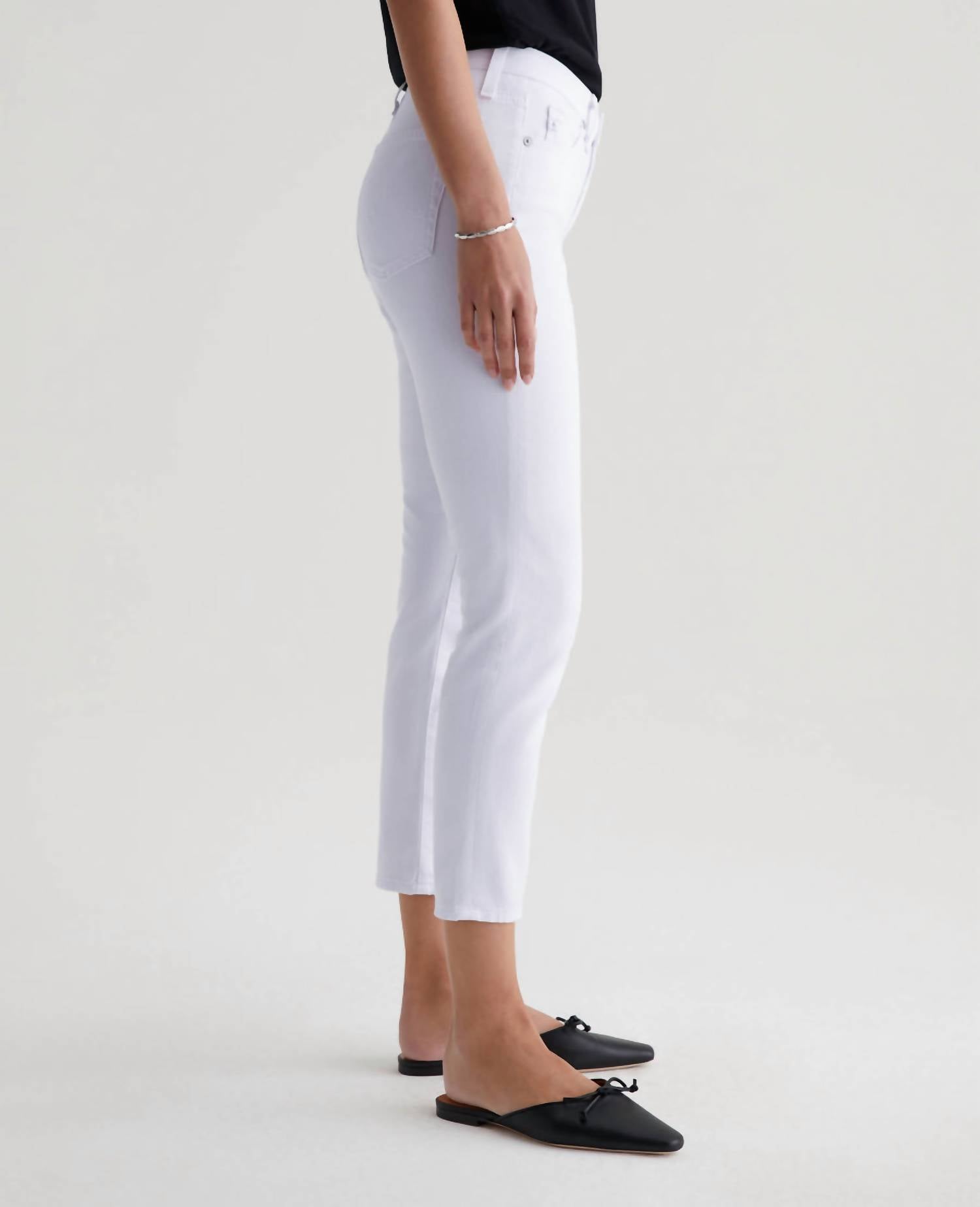 AG Jeans Prima Cigarette Crop Jean in pearl white - women's jeans - alternate view