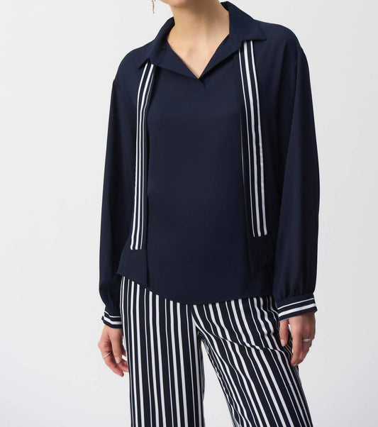 Joseph Ribkoff - Striped Scarf Pullover