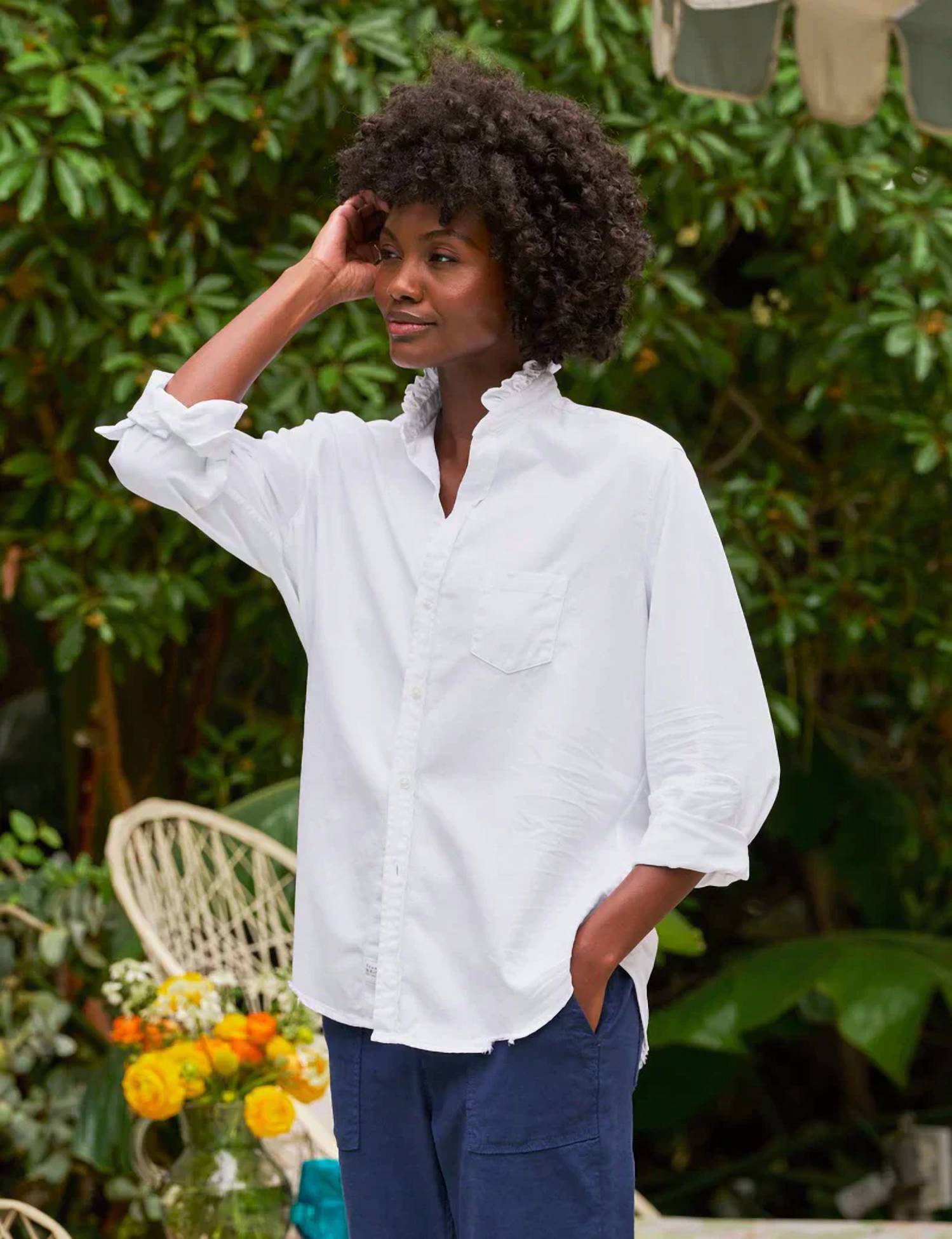 Frank & Eileen - Ruffle Collar Button Up Shirt