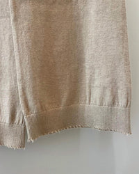 Minnie Rose Women's Cotton Cashmere Frayed Edge Wide Leg Pants in brown sugar - women's pants - alternate view