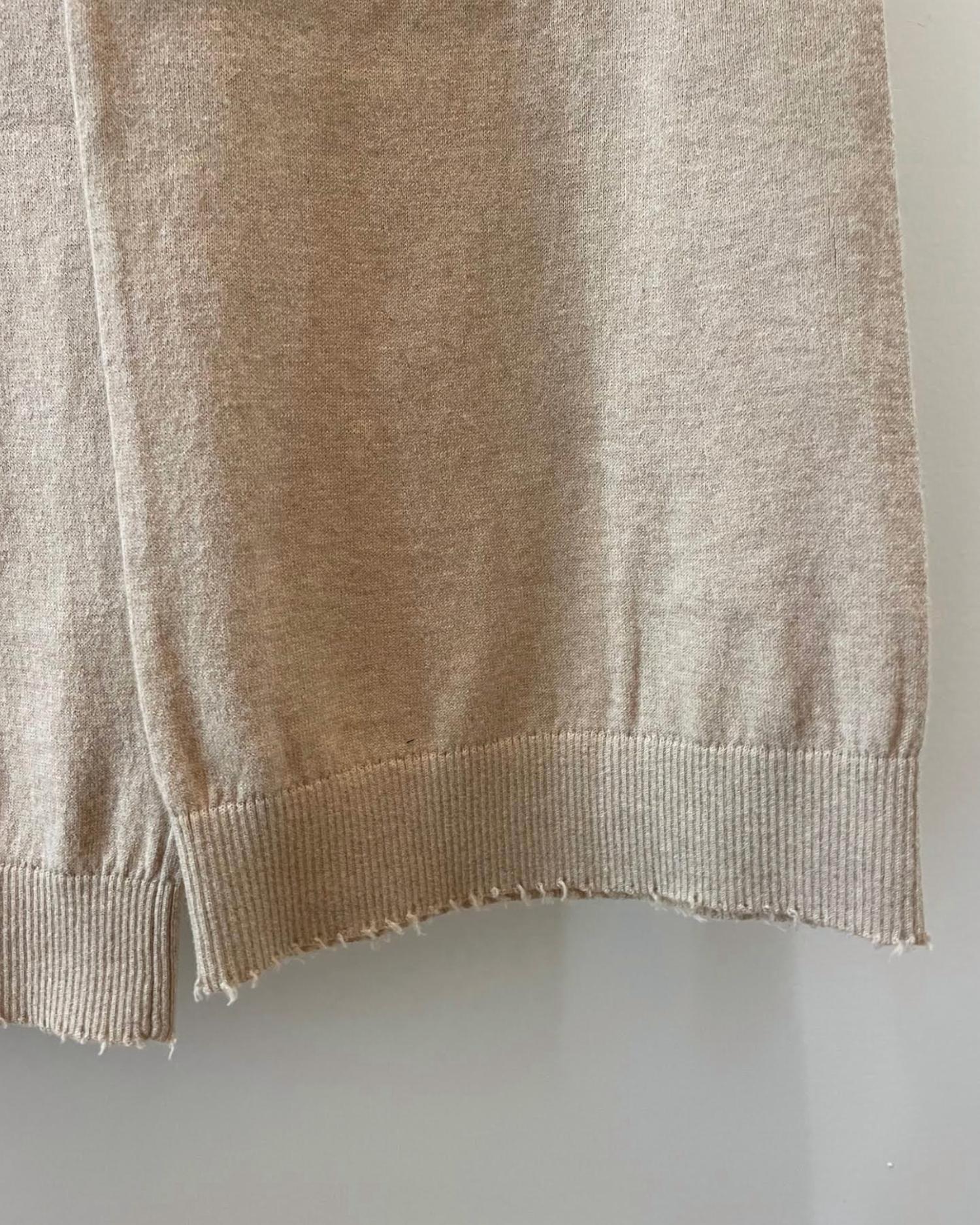 Minnie Rose Women's Cotton Cashmere Frayed Edge Wide Leg Pants in brown sugar - women's pants - alternate view