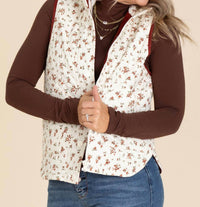 Blu Pepper - Floral Quilted Zip Up Vest