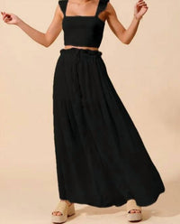 So Me - Smocked Top And Flowy Maxi Skirt Set