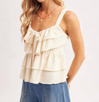 Bluivy - Sonoran Tiered Ruffle Tie-front Tank Top