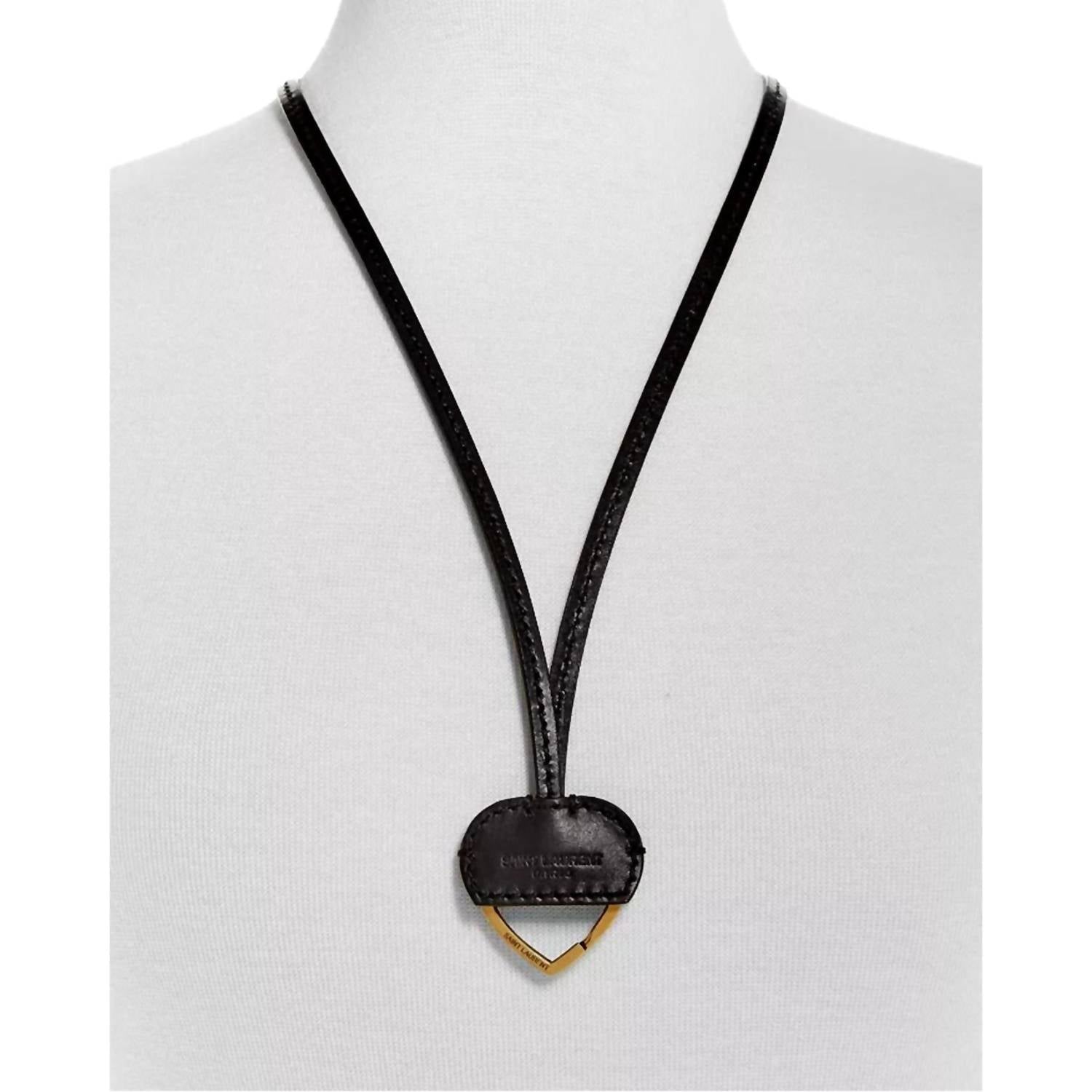 Saint Laurent - Women's Patent Leather Heart Keyring Necklace
