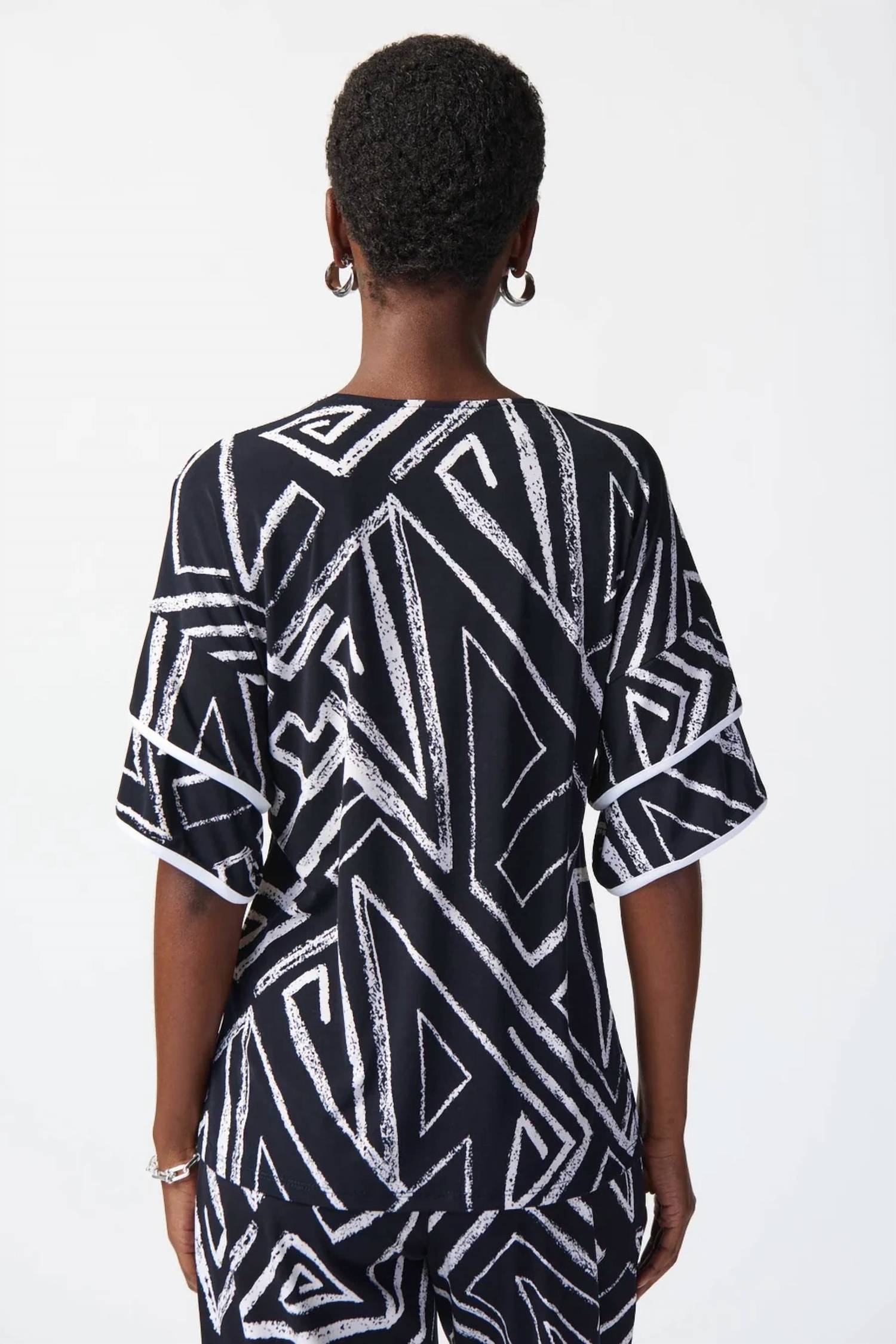 Joseph Ribkoff - Geo Print Two-tone Top