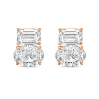 Diana M Jewels - Women's Emerald & Oval Lab-grown Diamond Stud Earrings (12.00 Tcw) - Luxe
