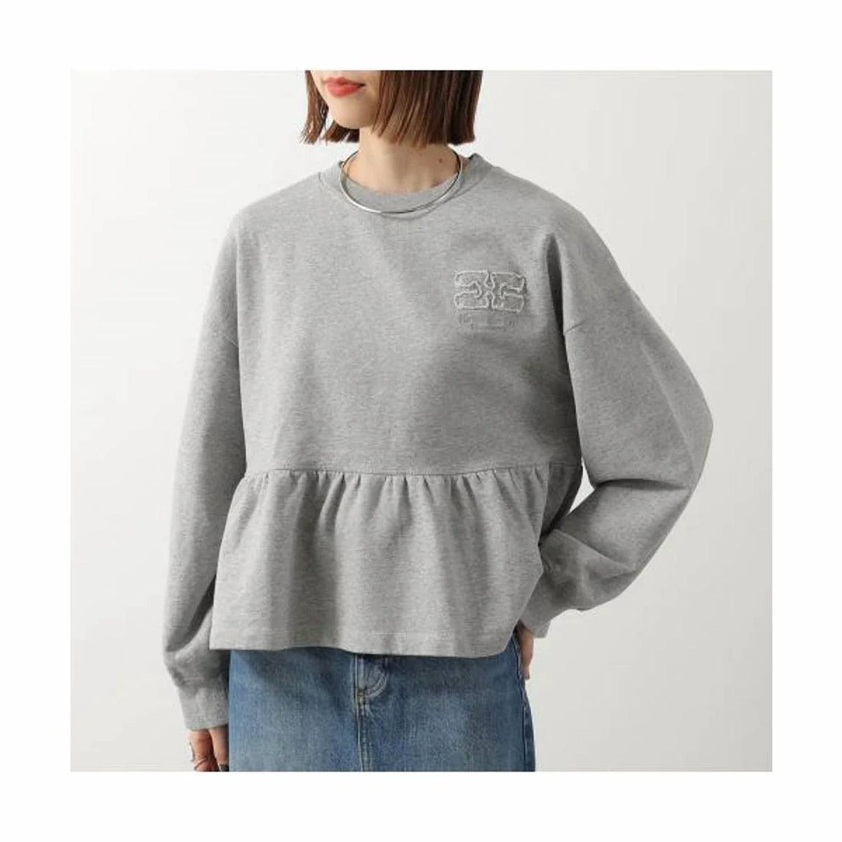 Ganni - Crewneck Peplum Top